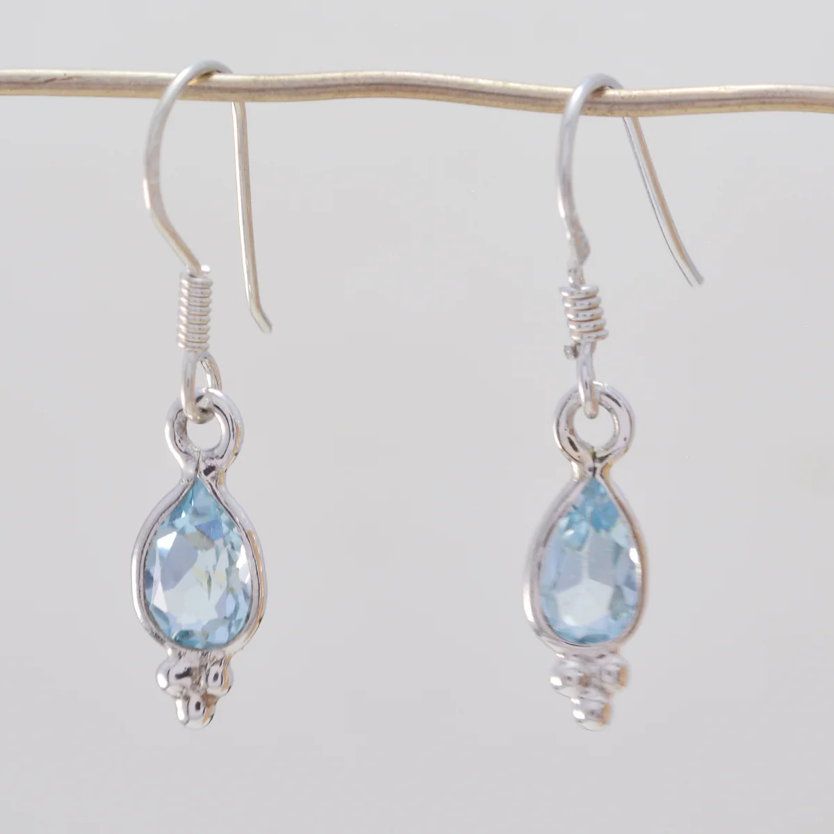 Blue topaz American Isadora multiple Dangle Blue 925 Sterling Silver Earring - Image 2