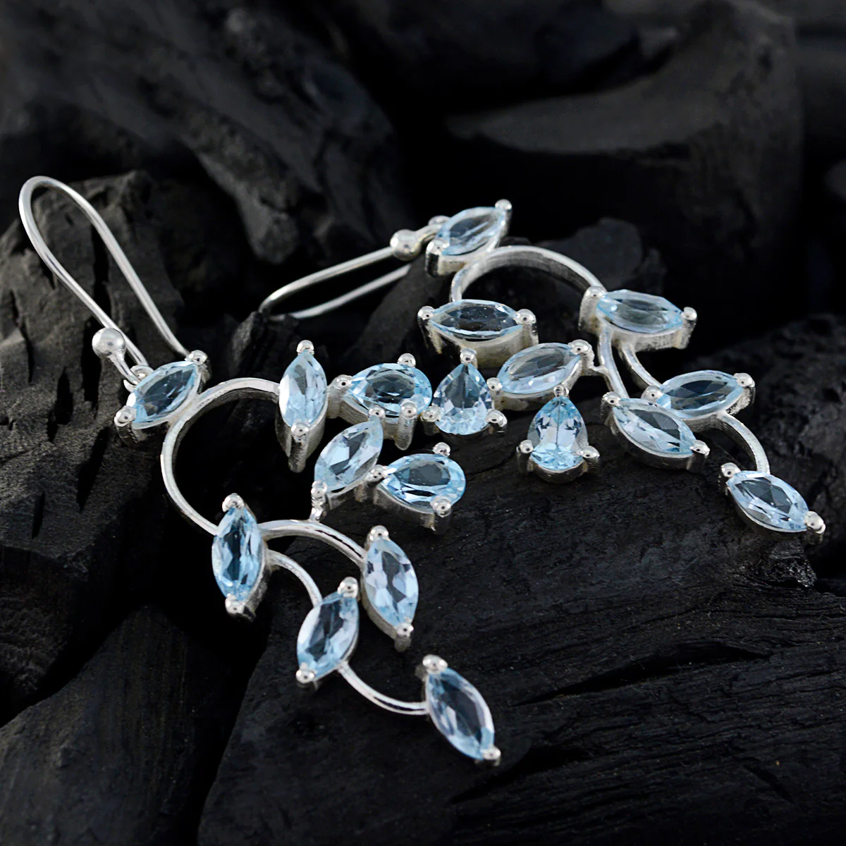 Blue topaz Australian Eleanor multiple Dangle Blue 925 Sterling Silver Earring - Image 2