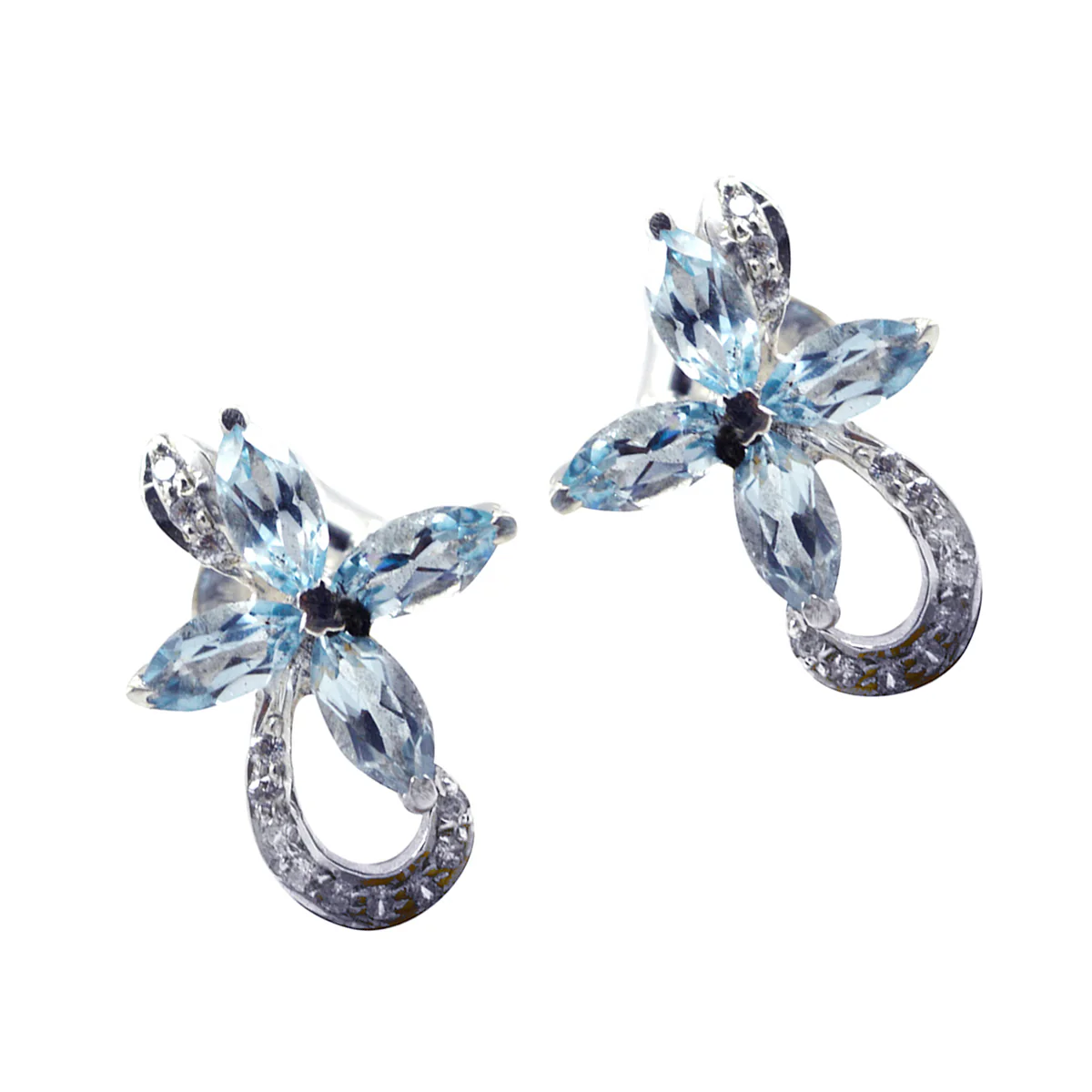 Blue Topaz Australian Yan multiple Stud Blue Sterling Silver Earring - Image 3