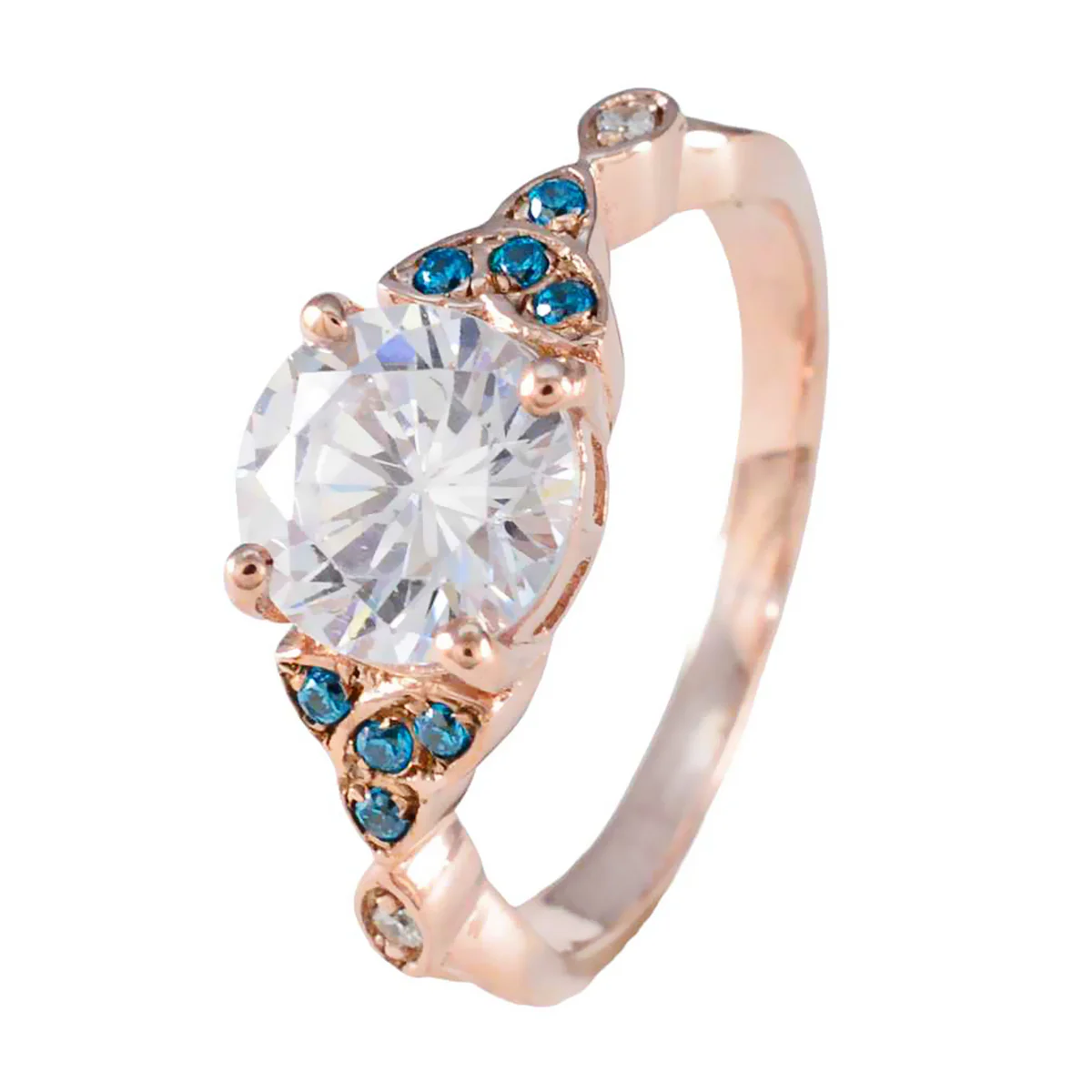 Blue Topaz CZ Halo Latin American 925 Sterling Silver Blue Gemstone Whisper-thin wedding Ring Jewellery - Image 2