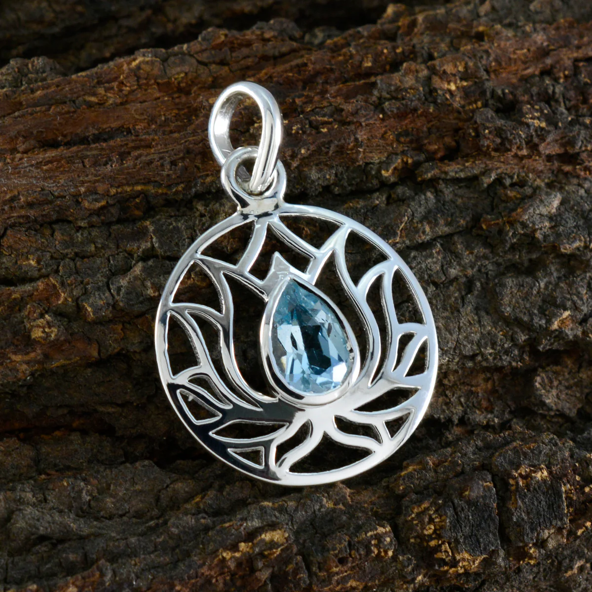 Blue Topaz Dainty French 92.5 Silver Solitaire Bella Rope-Wire Blue Pendant Jewellery - Image 2