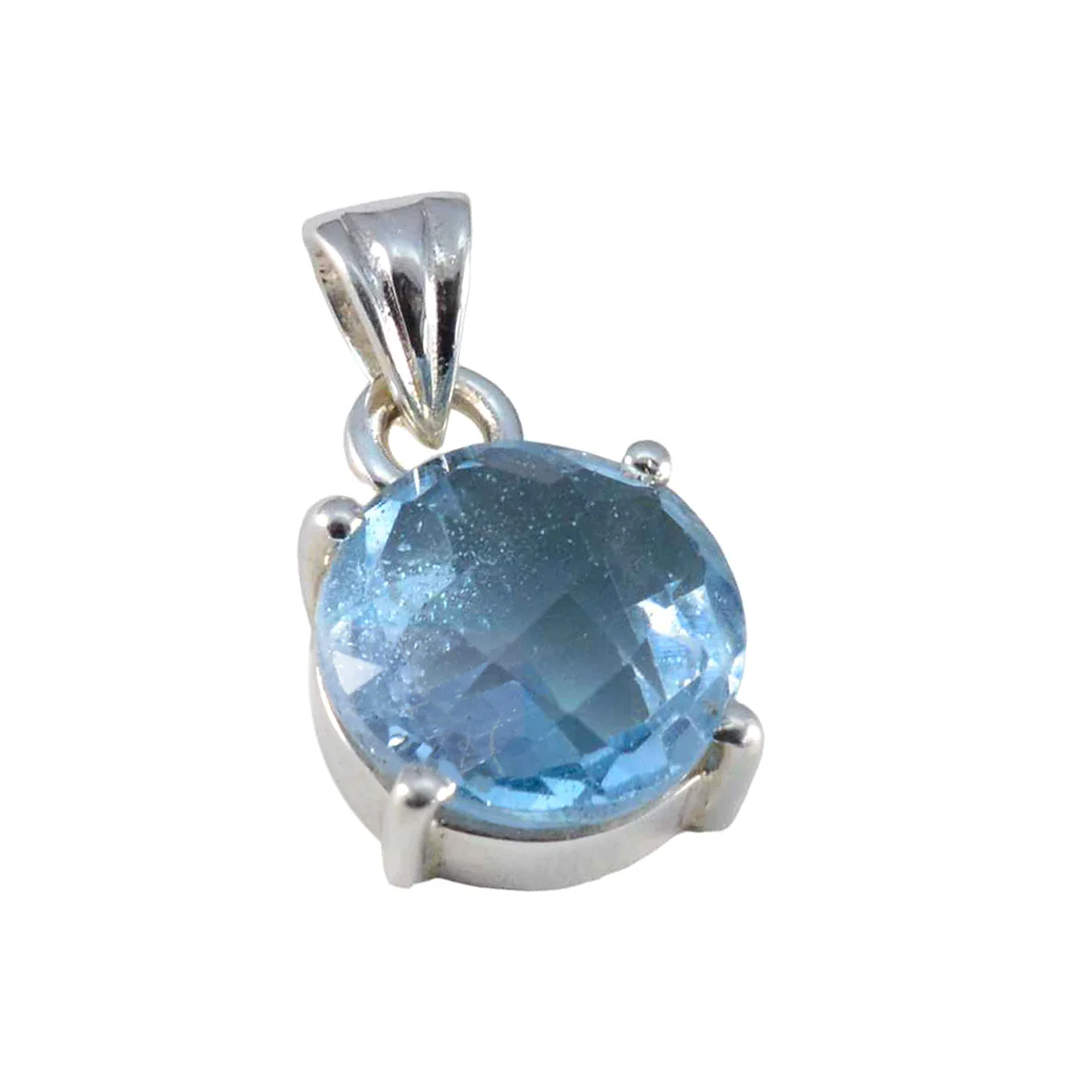 Blue Topaz Dainty French Silver Solitaire Aisha Sophisticated Blue Pendant Jewelry - Image 3