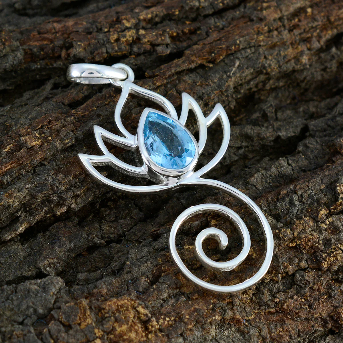 Blue Topaz Dainty German Silver Solitaire Clara Rope-Wire Blue Pendant Jewelry - Image 2