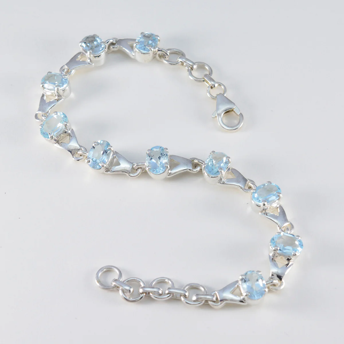 Blue Topaz Diwali Slim Blue Sterling Silver Links Bracelet - Image 3