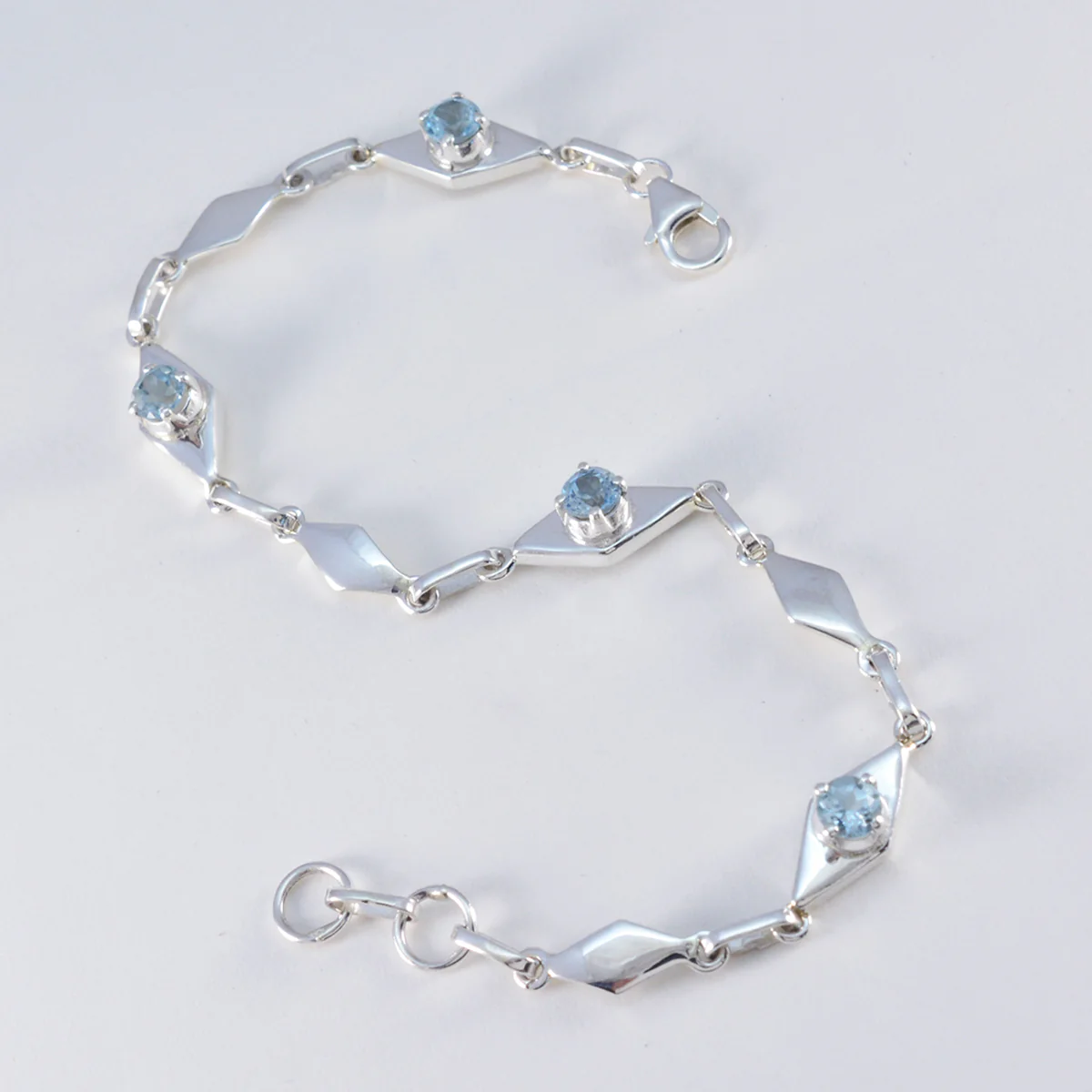 Blue Topaz Dog Day Featherlight Blue 925 Silver Links Bracelet - Image 3