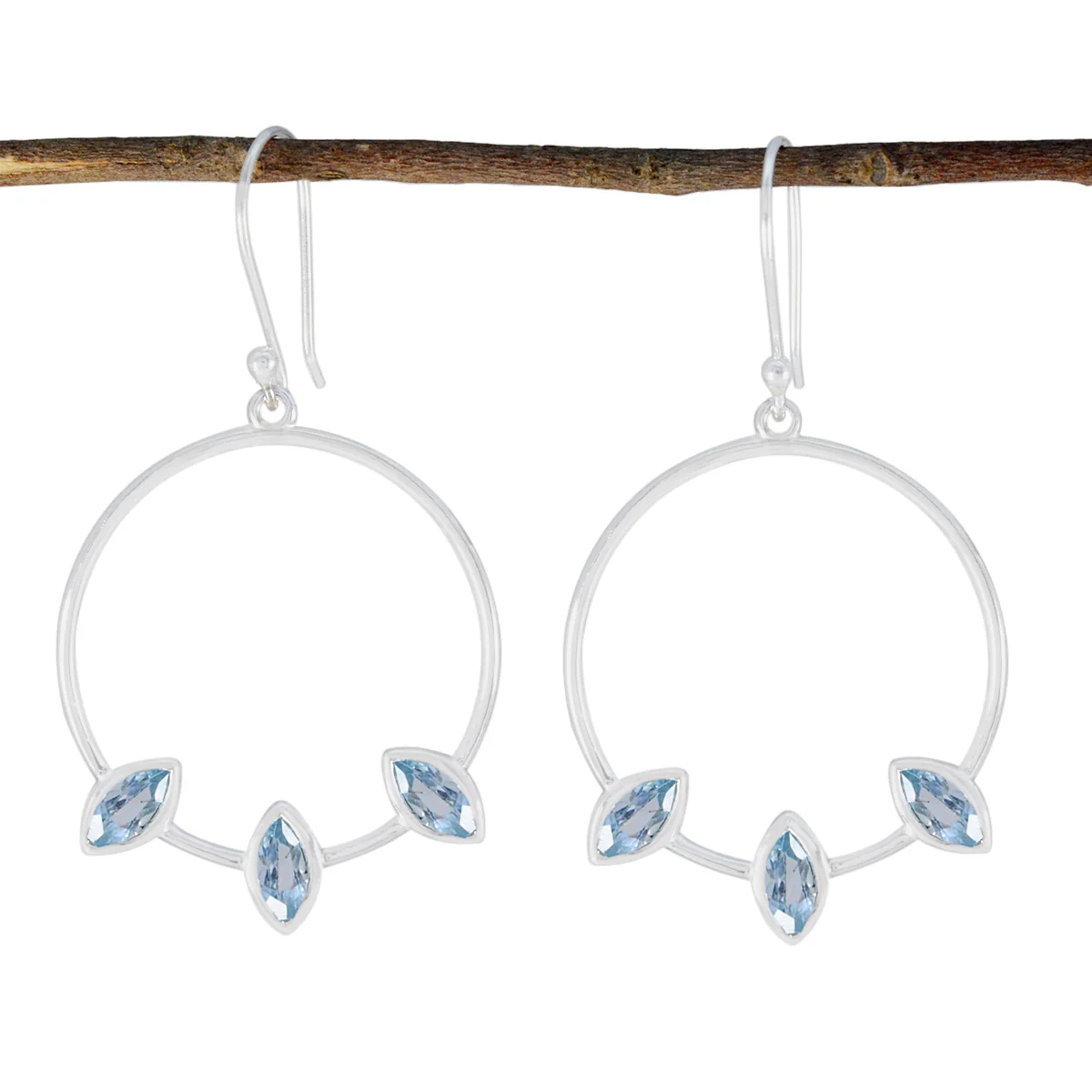 Blue Topaz Egyptian Lili Trilogy Dangle Blue 925 Silver Earring