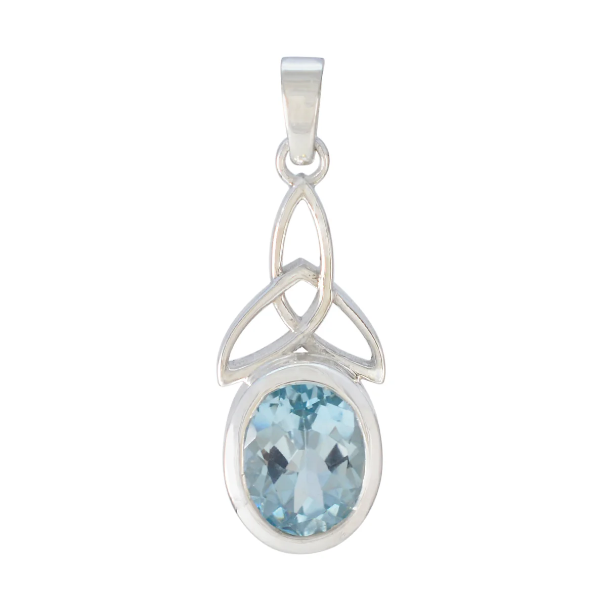 Blue Topaz Elegant Japanese 92.5 Silver Solitaire Yuki Claddagh Blue Pendant Jewellery
