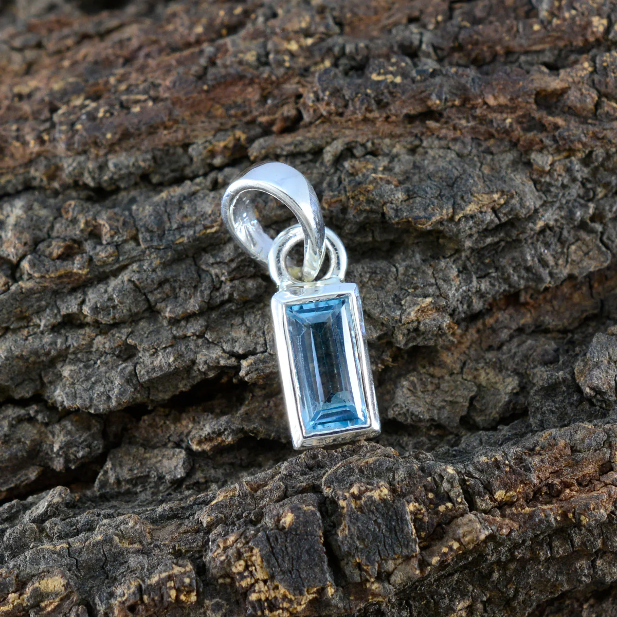 Blue Topaz Elegant Korean Sterling Silver Solitaire Ying wedding Blue Pendant Jewellery - Image 2