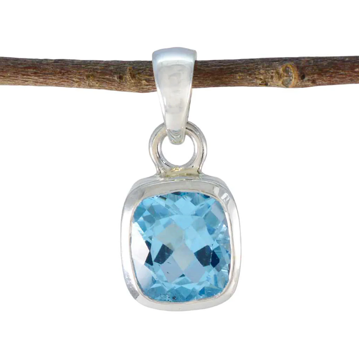 Blue Topaz Featherlight Mexican 92.5 Silver Solitaire Aria Contemporary Blue Pendant Jewellery