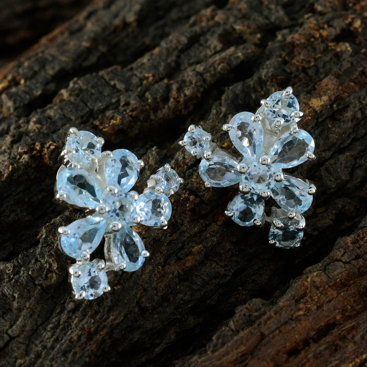 Blue Topaz German Genesis multiple Stud Blue 92.5 Silver Earring - Image 3