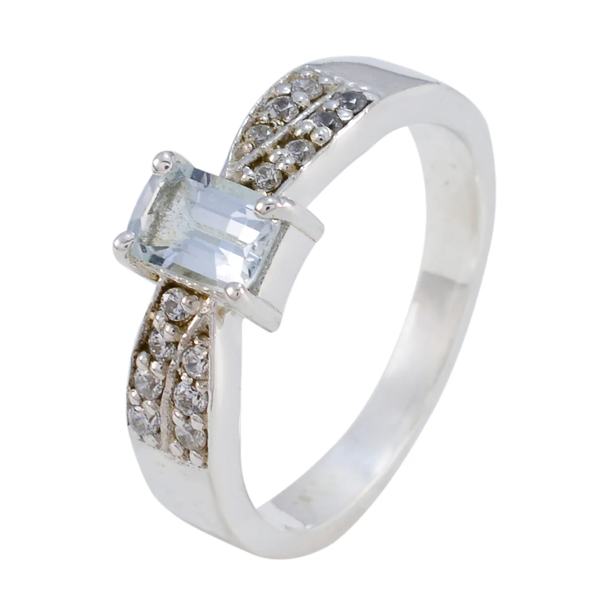 Blue Topaz Halo African Sterling Silver Blue Gems Featherlight Graceful Ring Jewellery - Image 2