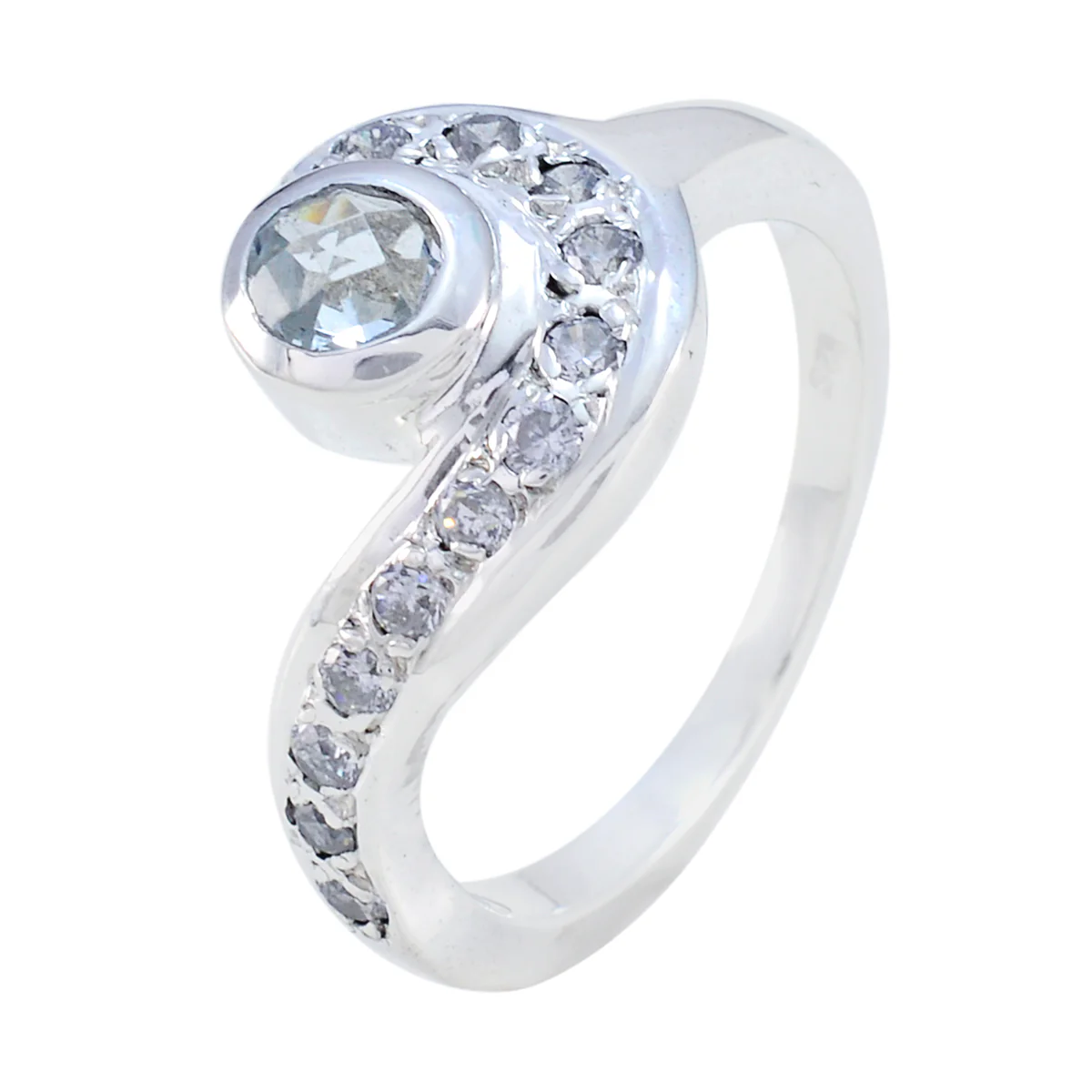 Blue Topaz Halo German 925 Silver Blue Gems Tiny Cultural Ring Jewellery - Image 2