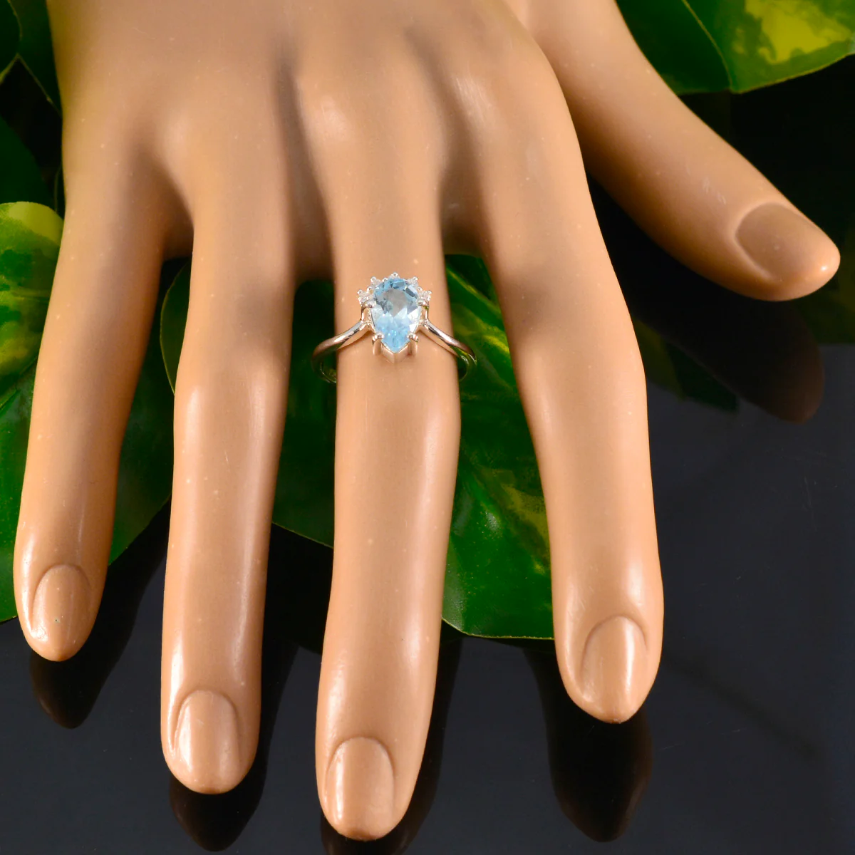 Blue Topaz Halo Japanese 925 Silver Blue Gemstones Delicate Modern Ring Jewelry - Image 5
