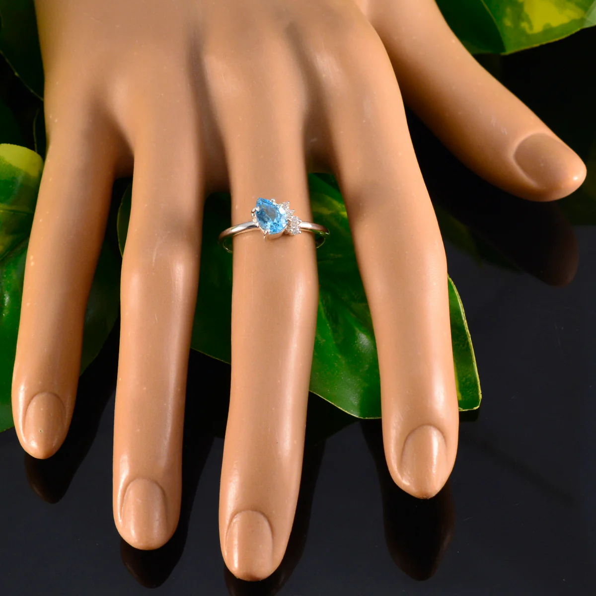 Blue Topaz Halo Korean 925 Silver Blue Gems Elegant  Contemporary Ring Jewellery - Image 5
