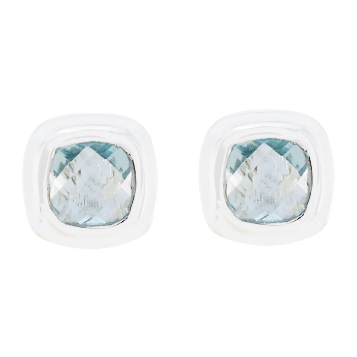 Blue topaz Italian Ángeles Solitaire Stud Blue 925 Sterling Silver Earring