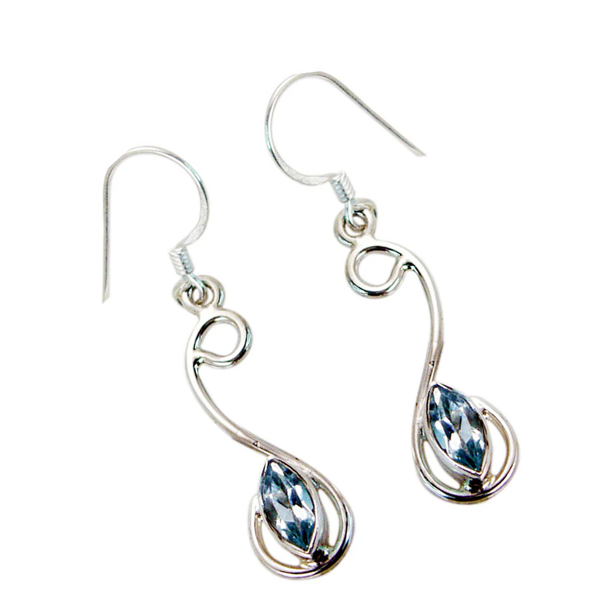 Blue Topaz Japanese Bianca multiple Dangle Blue Silver Earring - Image 2