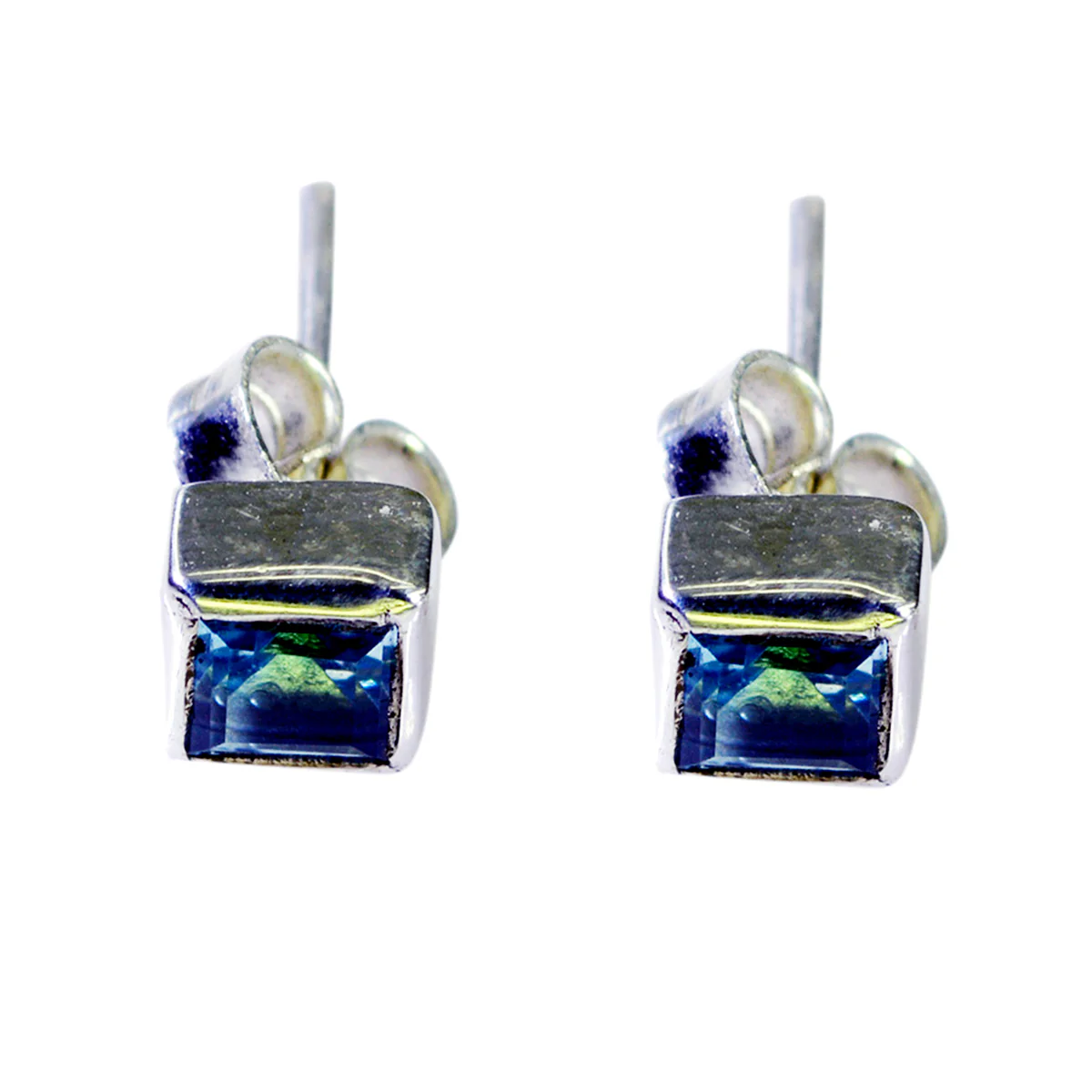 Blue Topaz Japanese Patricia Solitaire Stud Blue 925 Sterling Silver Earring