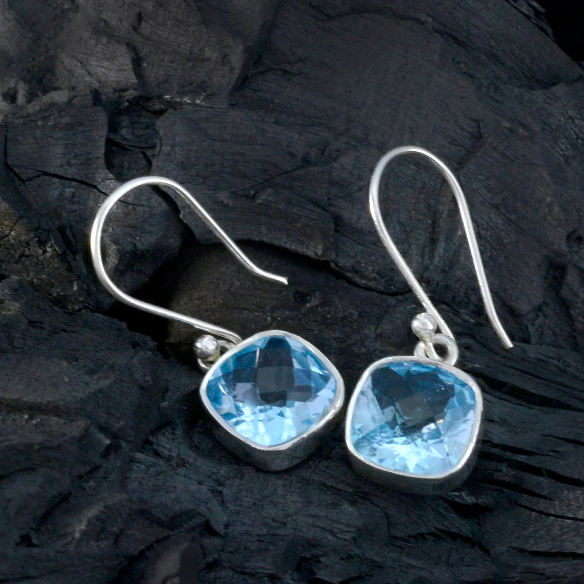 Blue Topaz Japanese Sakura multiple Dangle Blue 925 Sterling Silver Earring - Image 2