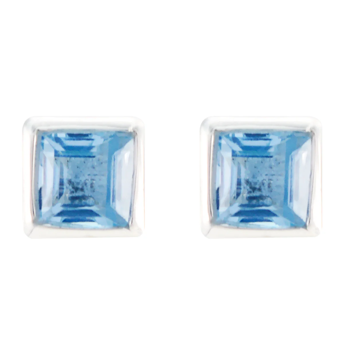 Blue Topaz Korean Noelia Solitaire Stud Blue Silver Earring