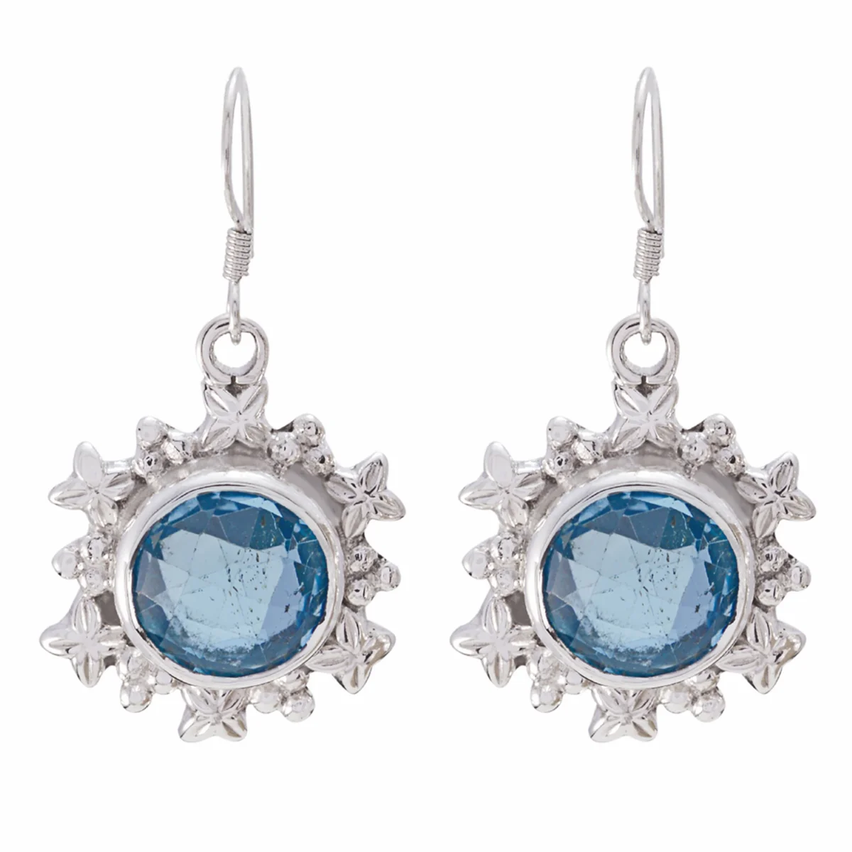 Blue Topaz Korean Rina multiple Dangle Blue 925 Silver Earring