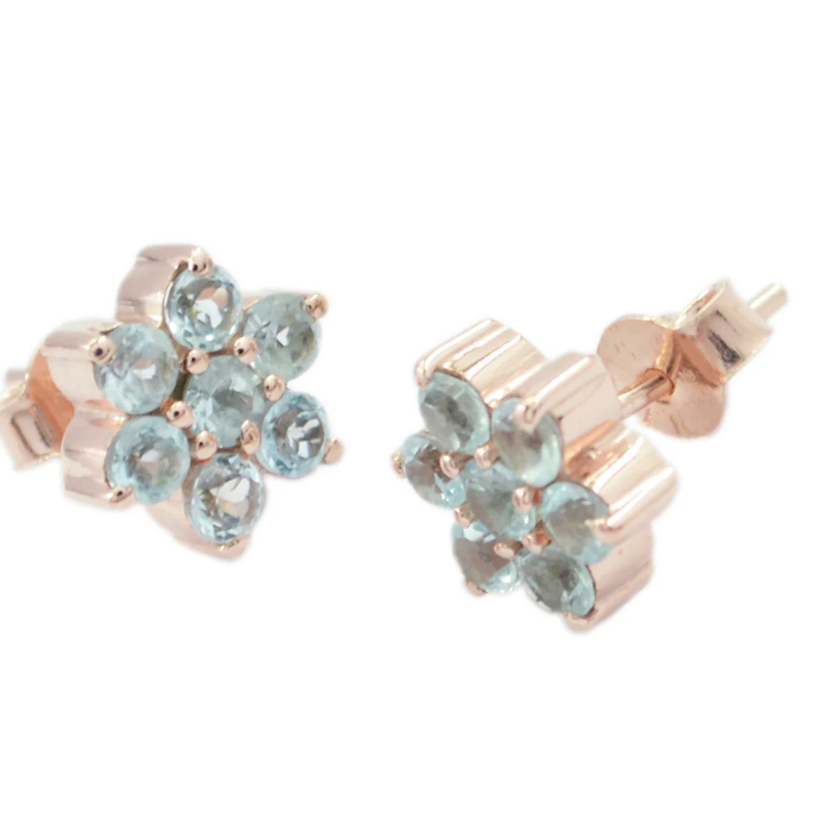Blue Topaz Korean Sofía multiple Stud Blue 925 Silver Earring - Image 3
