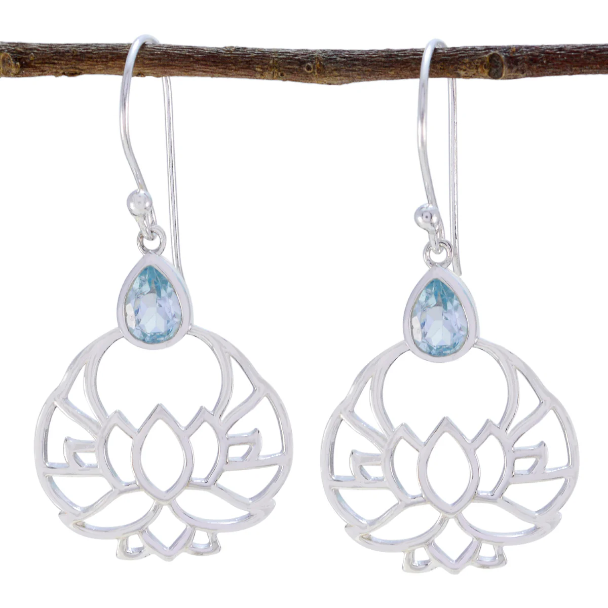 Blue topaz Latin American Li Lee Solitaire Dangle Blue Silver Earring