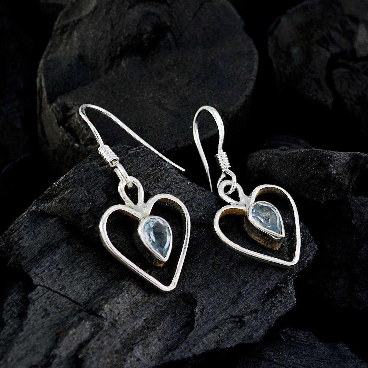 Blue topaz Mexican Ines multiple Dangle Blue Silver Earring - Image 2