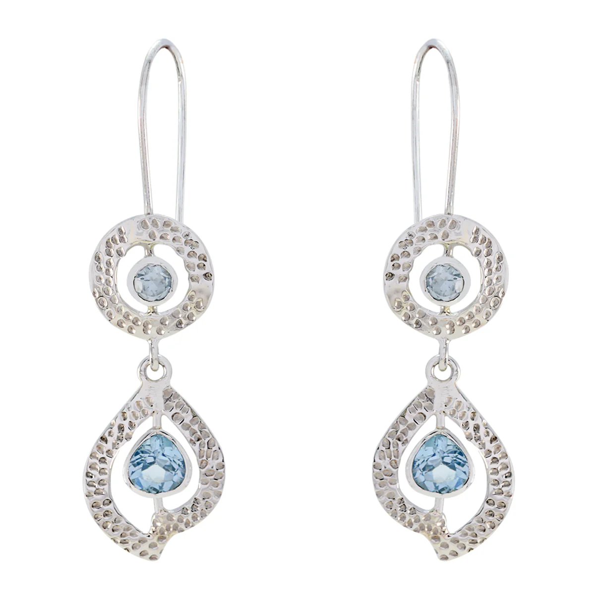 Blue topaz Middle Eastern Natalie multiple Dangle Blue Silver Earring
