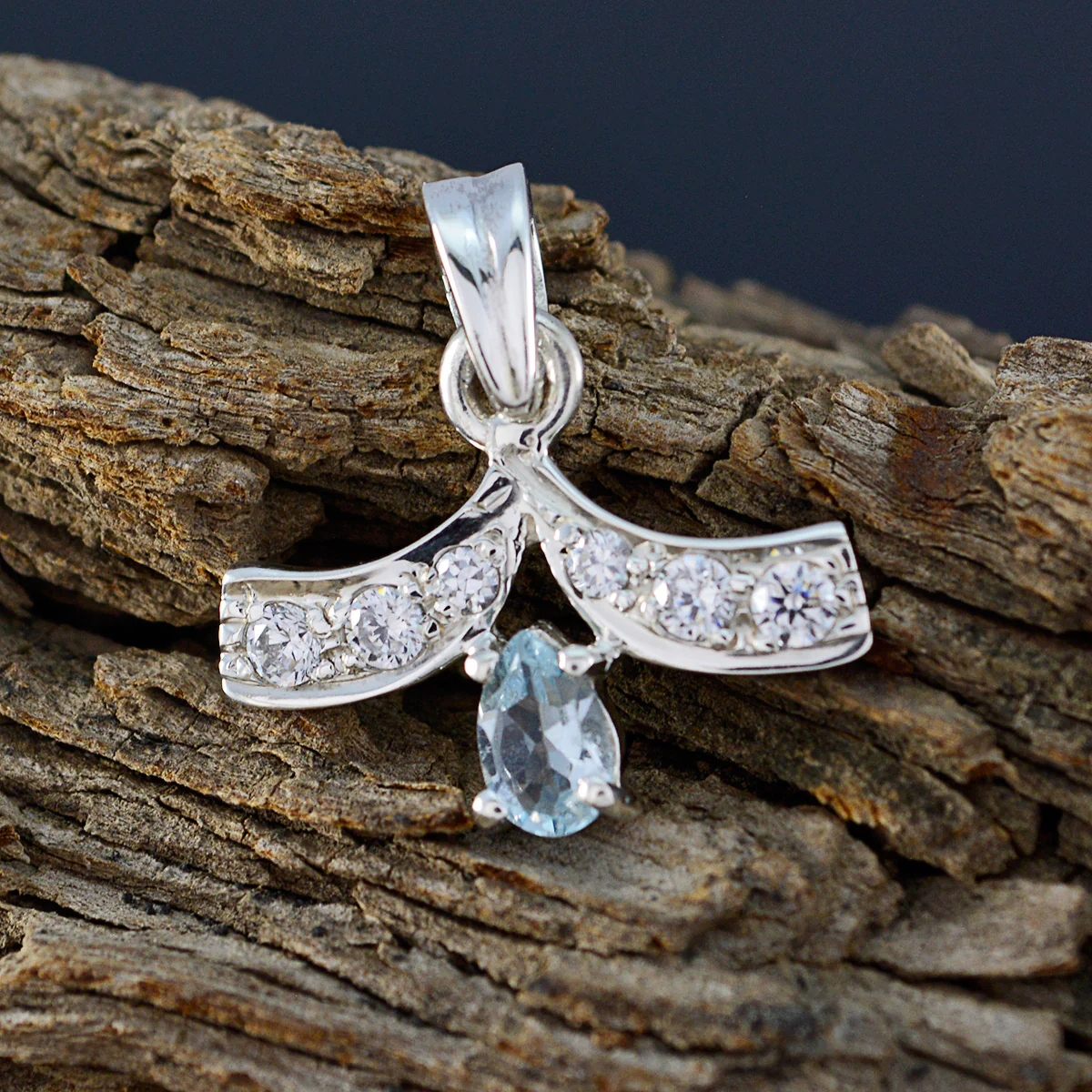 Blue Topaz Minimalist Australian 92.5 Silver multiple Lea Abstract Blue Pendant Jewellery - Image 2