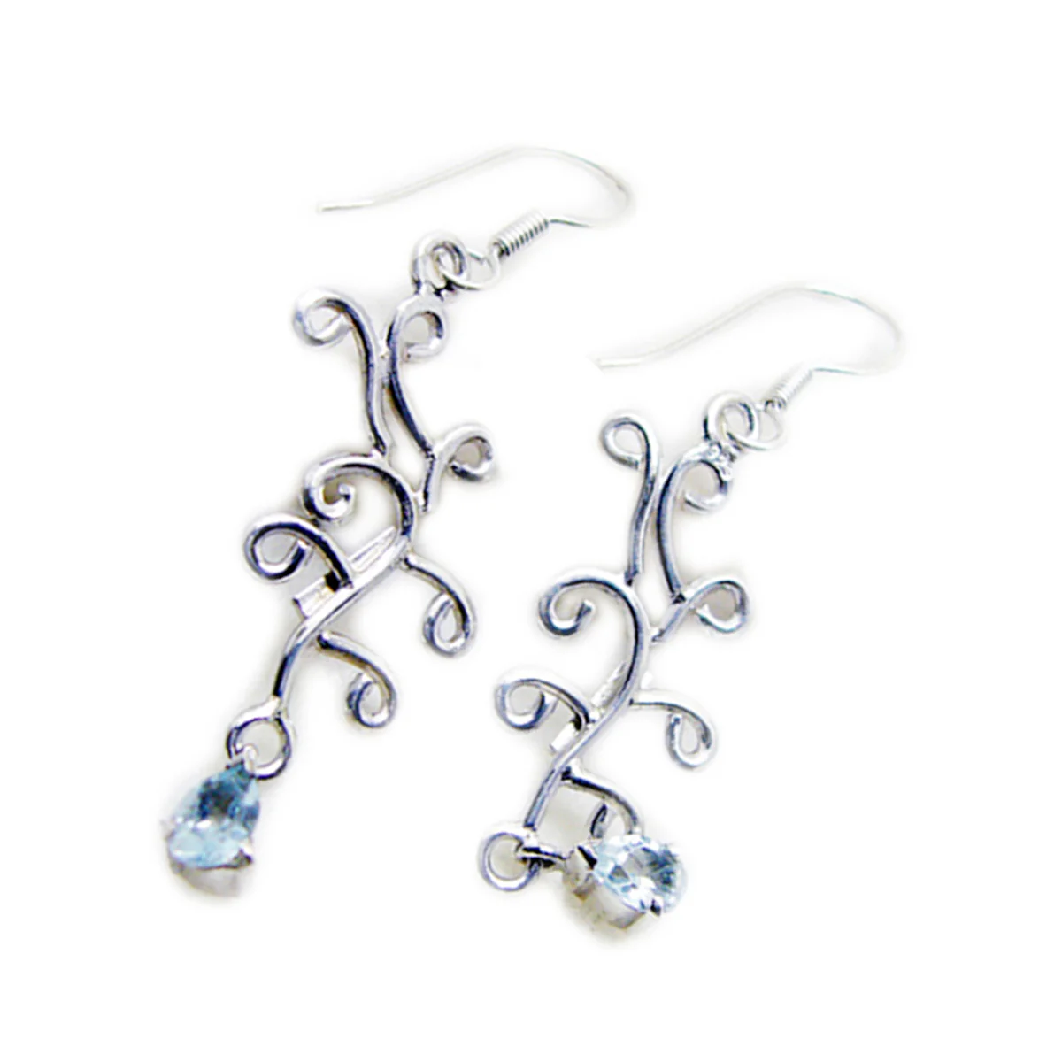 Blue Topaz Moroccan Ana multiple Dangle Blue Sterling Silver Earring - Image 2