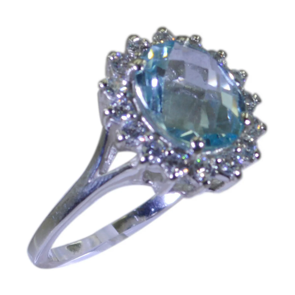 Blue Topaz multiple French 92.5 Silver Blue Gemstone Featherlight Modern Ring Jewellery - Image 2
