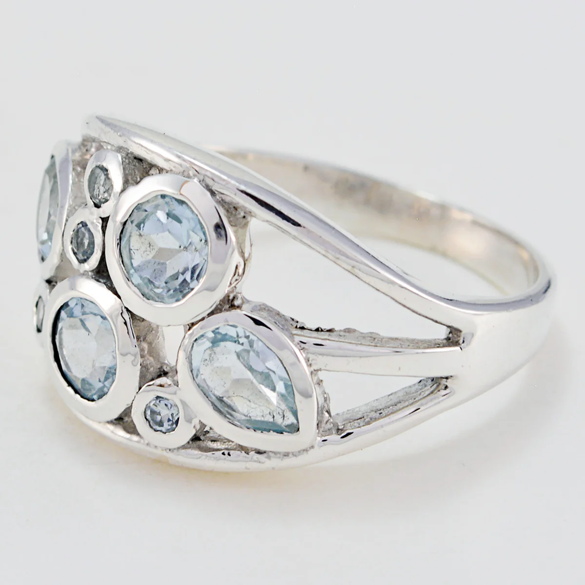 Blue Topaz quarter Egyptian 925 Sterling Silver Blue Gemstones Minimal Feminine Ring Jewellery - Image 2