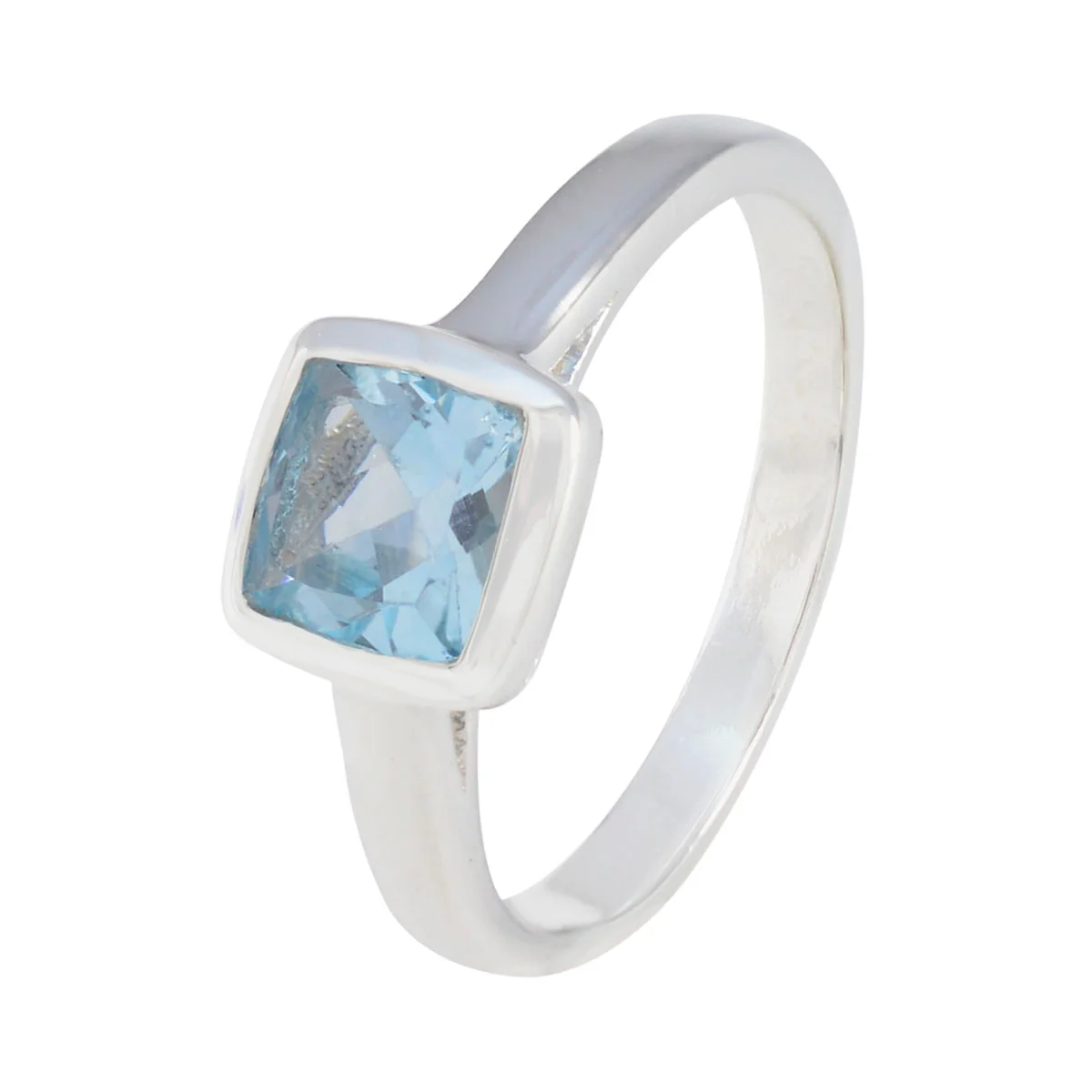 Blue Topaz Solitaire African 925 Sterling Silver Blue Gems Featherlight Feminine Ring Jewellery - Image 2