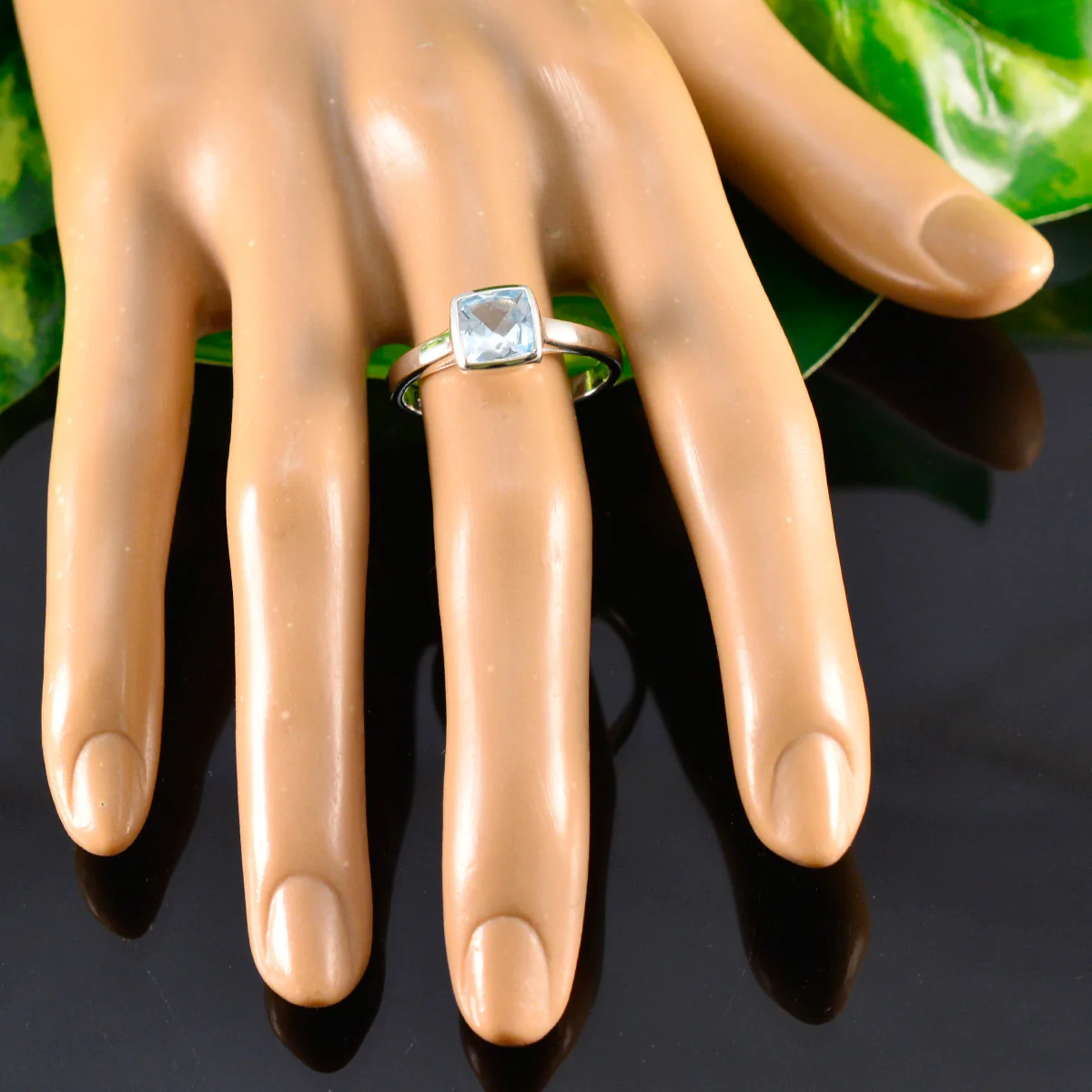 Blue Topaz Solitaire African 925 Sterling Silver Blue Gems Featherlight Feminine Ring Jewellery - Image 5