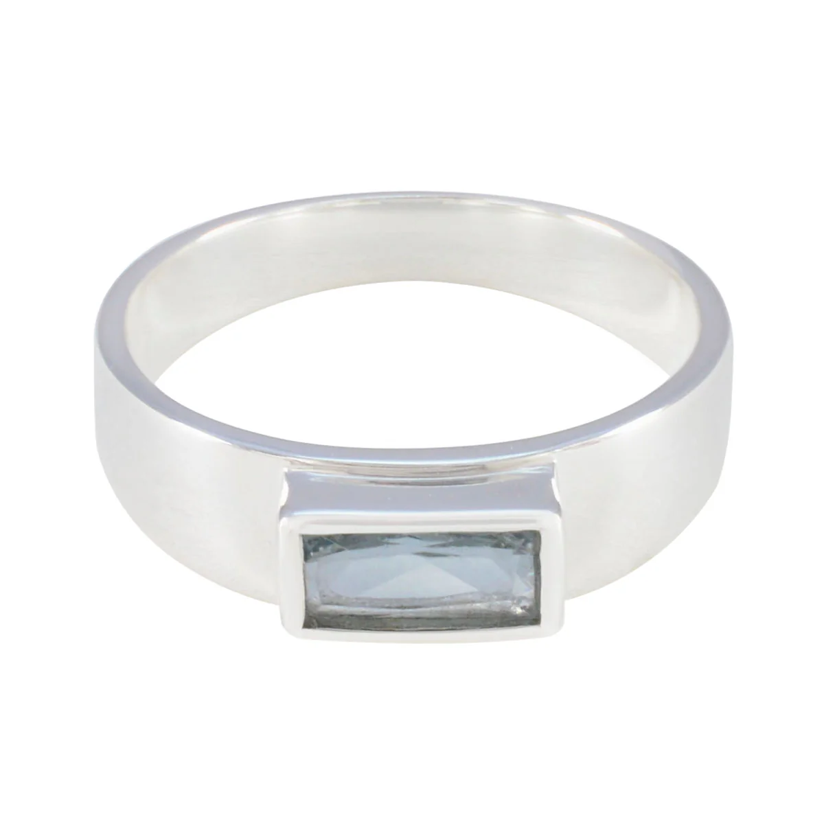 Blue Topaz Solitaire African Silver Blue Gemstone Slim Cultural Ring Jewellery