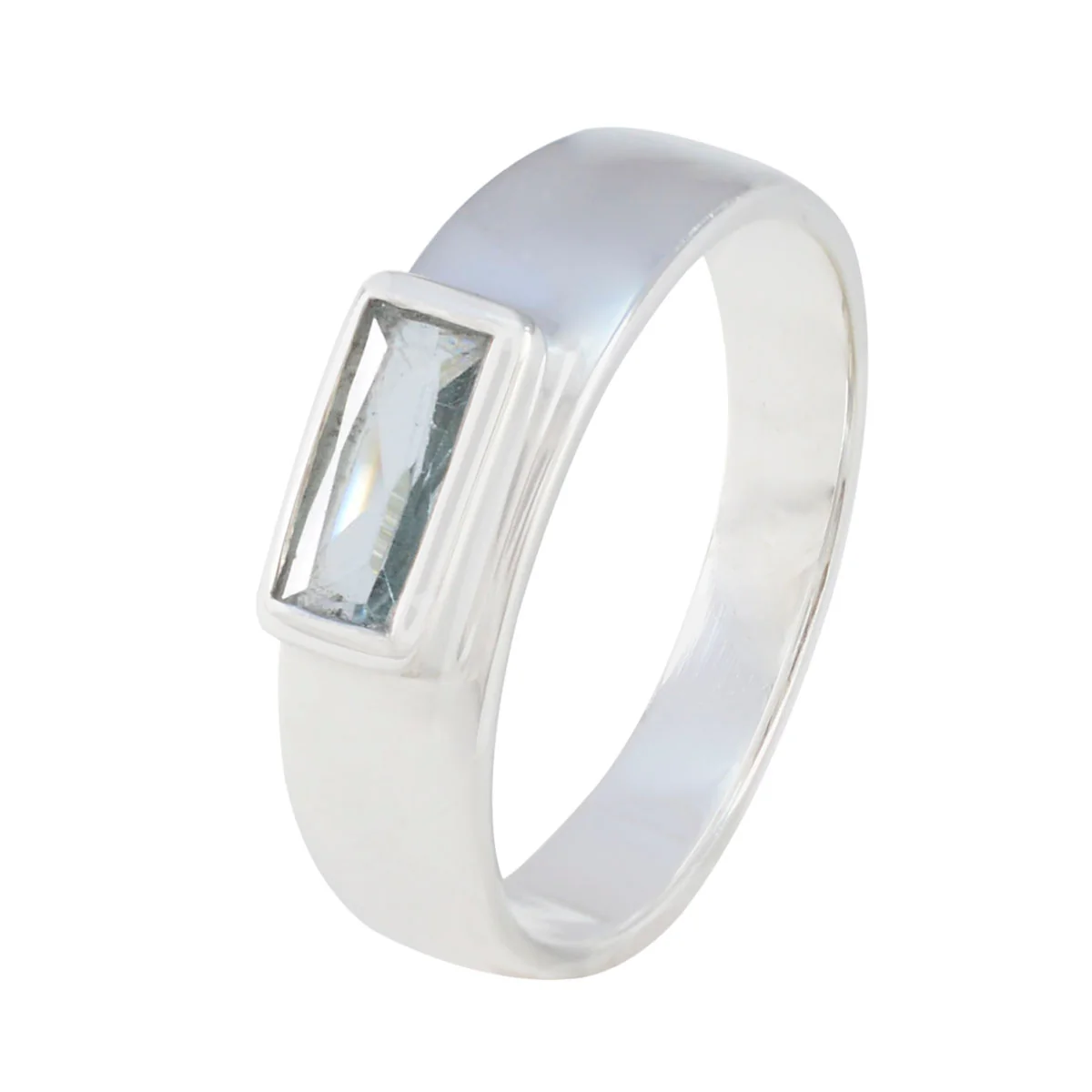 Blue Topaz Solitaire African Silver Blue Gemstone Slim Cultural Ring Jewellery - Image 2