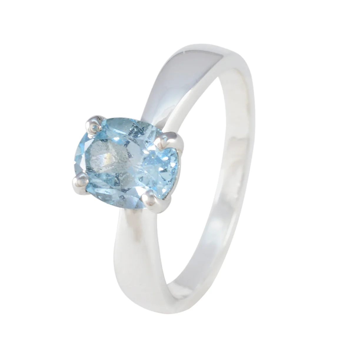 Blue Topaz Solitaire African Silver Blue Gemstones Featherlight Ethnic Ring Jewellery - Image 2