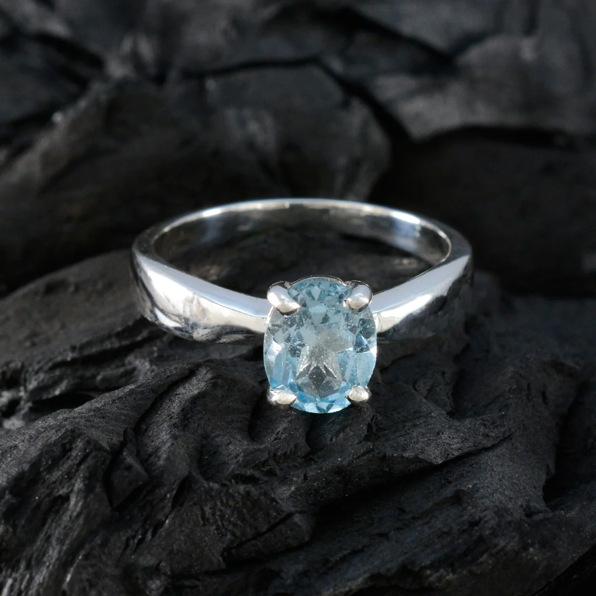 Blue Topaz Solitaire African Silver Blue Gemstones Featherlight Ethnic Ring Jewellery - Image 4