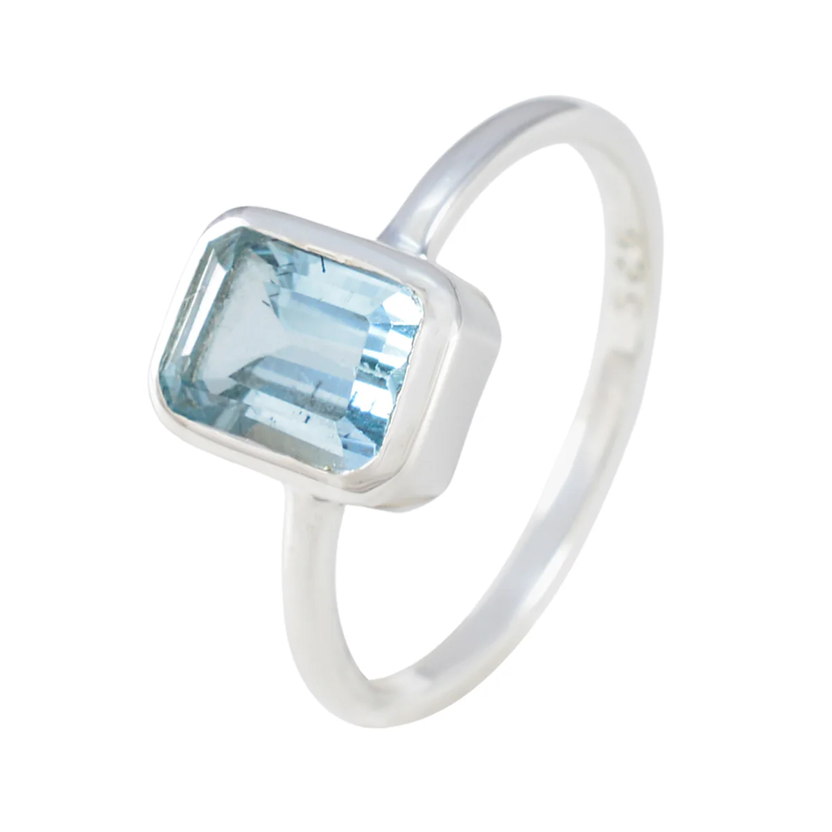 Blue Topaz Solitaire American 92.5 Silver Blue Gemstone Delicate Fairytale Ring Jewellery - Image 2