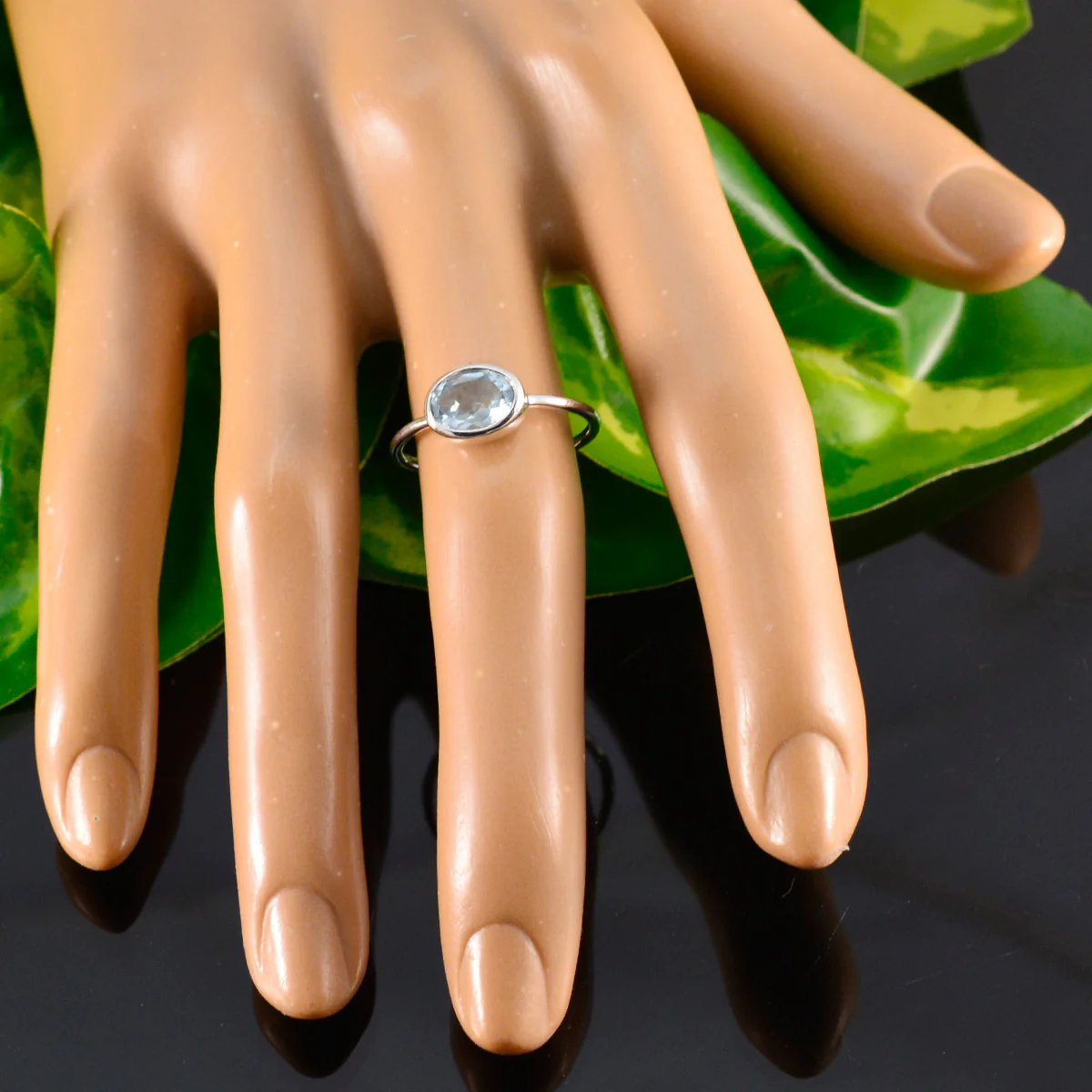 Blue Topaz Solitaire American 925 Silver Blue Gemstone Elegant Graceful Ring Jewelry - Image 5
