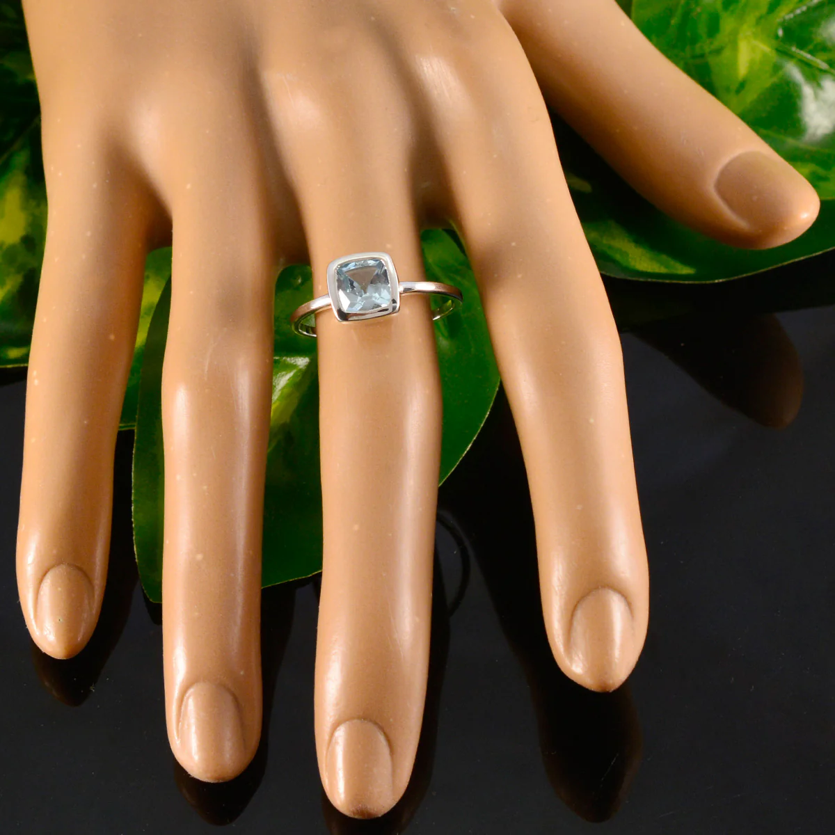 Blue Topaz Solitaire American 925 Sterling Silver Blue Gemstones Dainty Graceful Ring Jewellery - Image 5