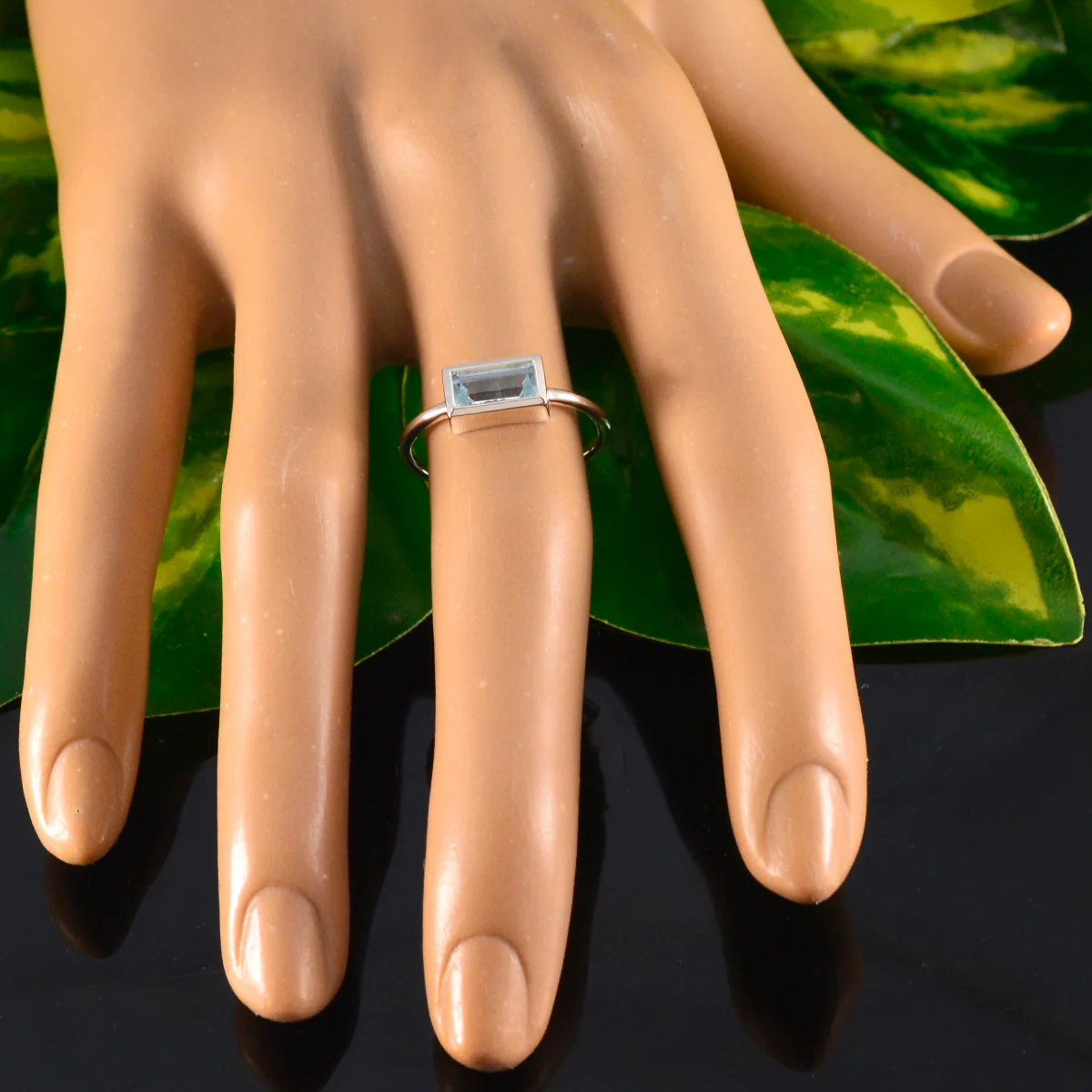 Blue Topaz Solitaire American Sterling Silver Blue Gems Delicate Modern Ring Jewellery - Image 5