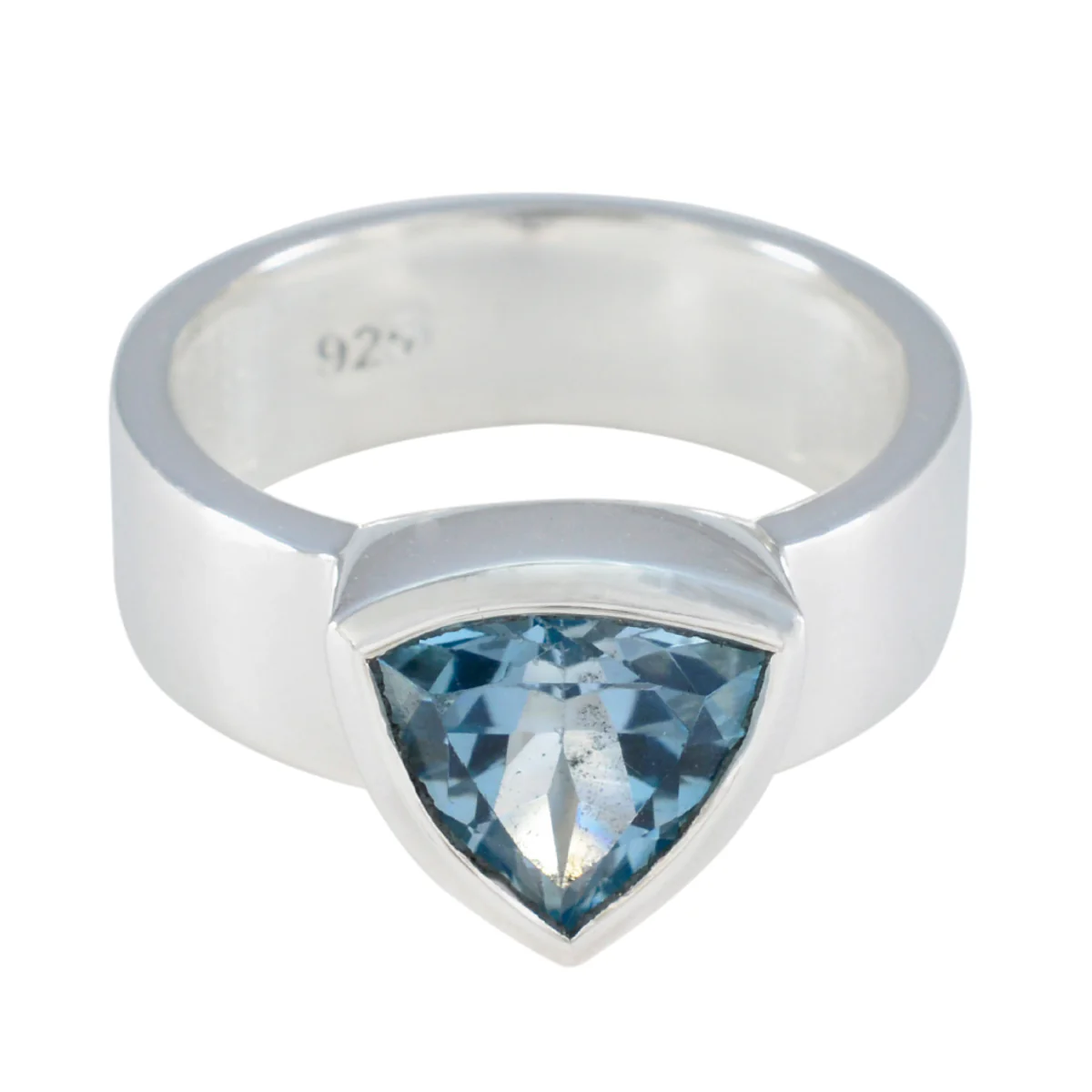 Blue Topaz Solitaire Australian 92.5 Silver Blue Gemstone Eye-catching Signet Band Jewellery