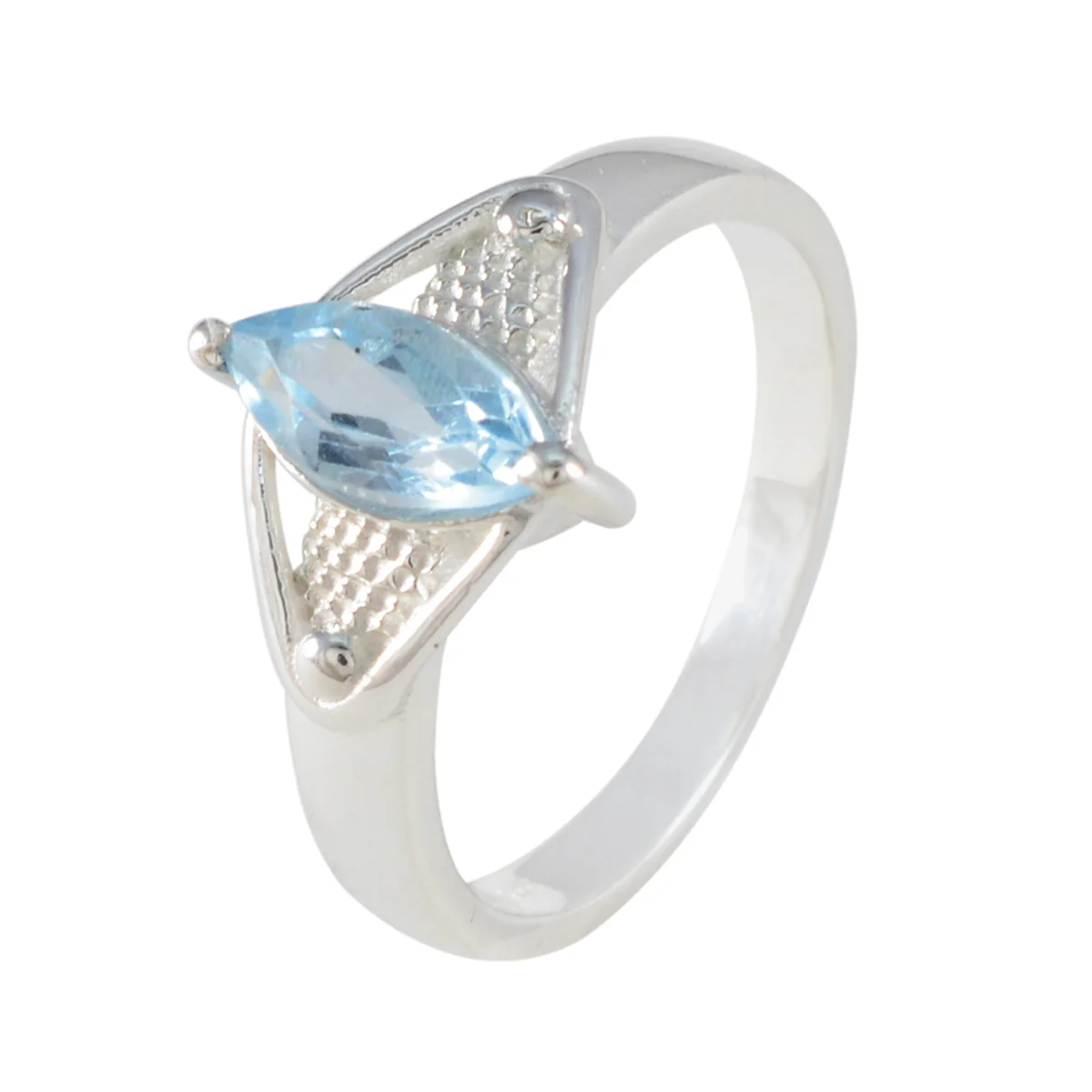 Blue Topaz Solitaire Australian Sterling Silver Blue Gemstone Featherlight Filigree Ring Jewelry - Image 2