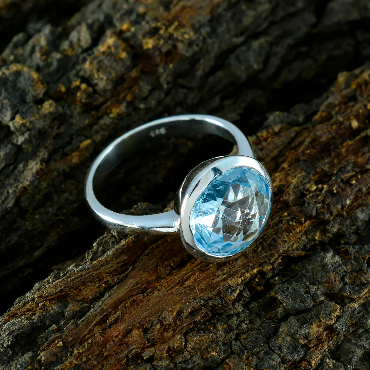 Blue Topaz Solitaire Egyptian Sterling Silver Blue Gemstones Tiny Sophisticated Ring Jewelry - Image 3