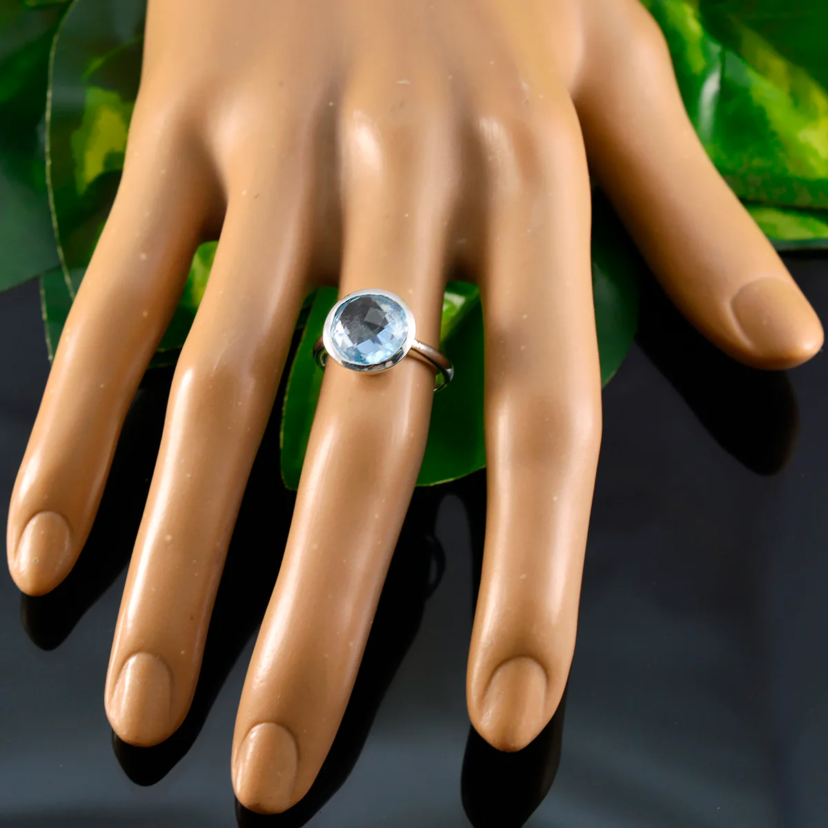 Blue Topaz Solitaire Egyptian Sterling Silver Blue Gemstones Tiny Sophisticated Ring Jewelry - Image 5
