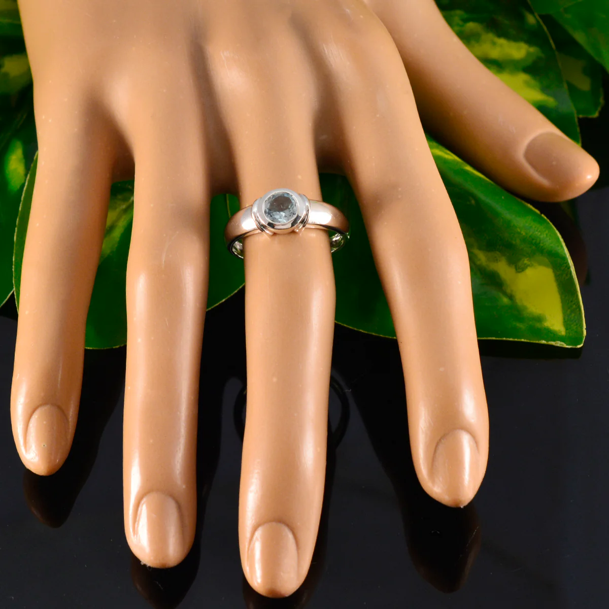 Blue Topaz Solitaire French 925 Silver Blue Gems Featherlight Fairytale Ring Jewelry - Image 5