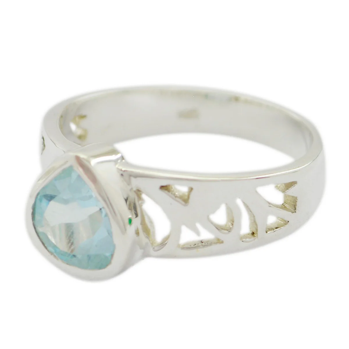 Blue Topaz Solitaire German 925 Silver Blue Gemstone Tiny Luxurious Ring Jewelry - Image 2