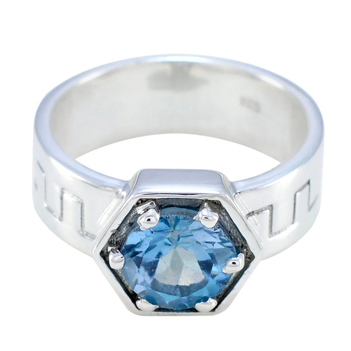 Blue Topaz Solitaire German 925 Sterling Silver Blue Gemstone Mid-weight Fairytale Ring Jewellery