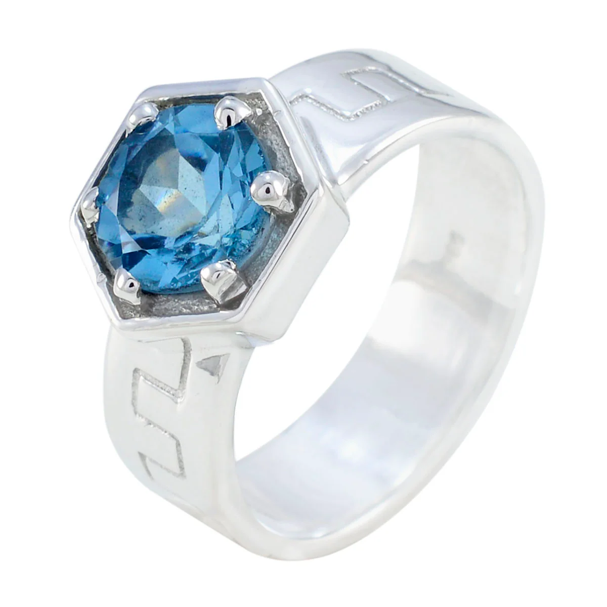 Blue Topaz Solitaire German 925 Sterling Silver Blue Gemstone Mid-weight Fairytale Ring Jewellery - Image 2